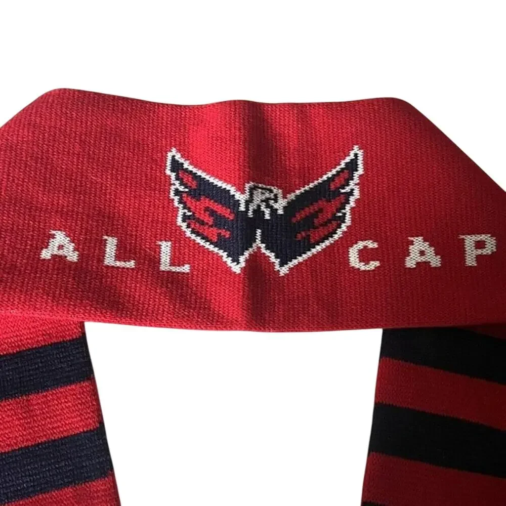 Washington Capitals Red Black Scarf Fringe Knit NHL Weagle All Caps Fan NEW